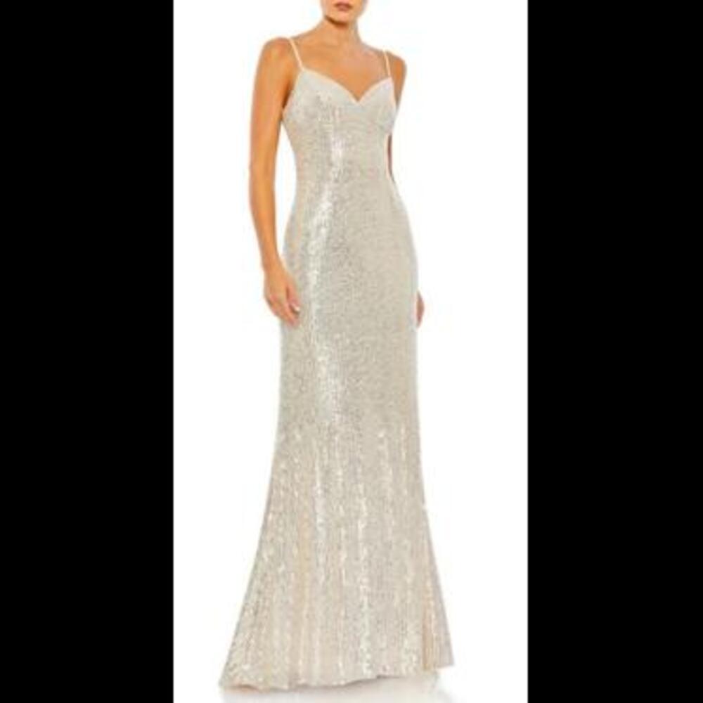 NWT Mac Duggal SEQUINED SLEEVELESS GOWN MSRP $358, SZ 0